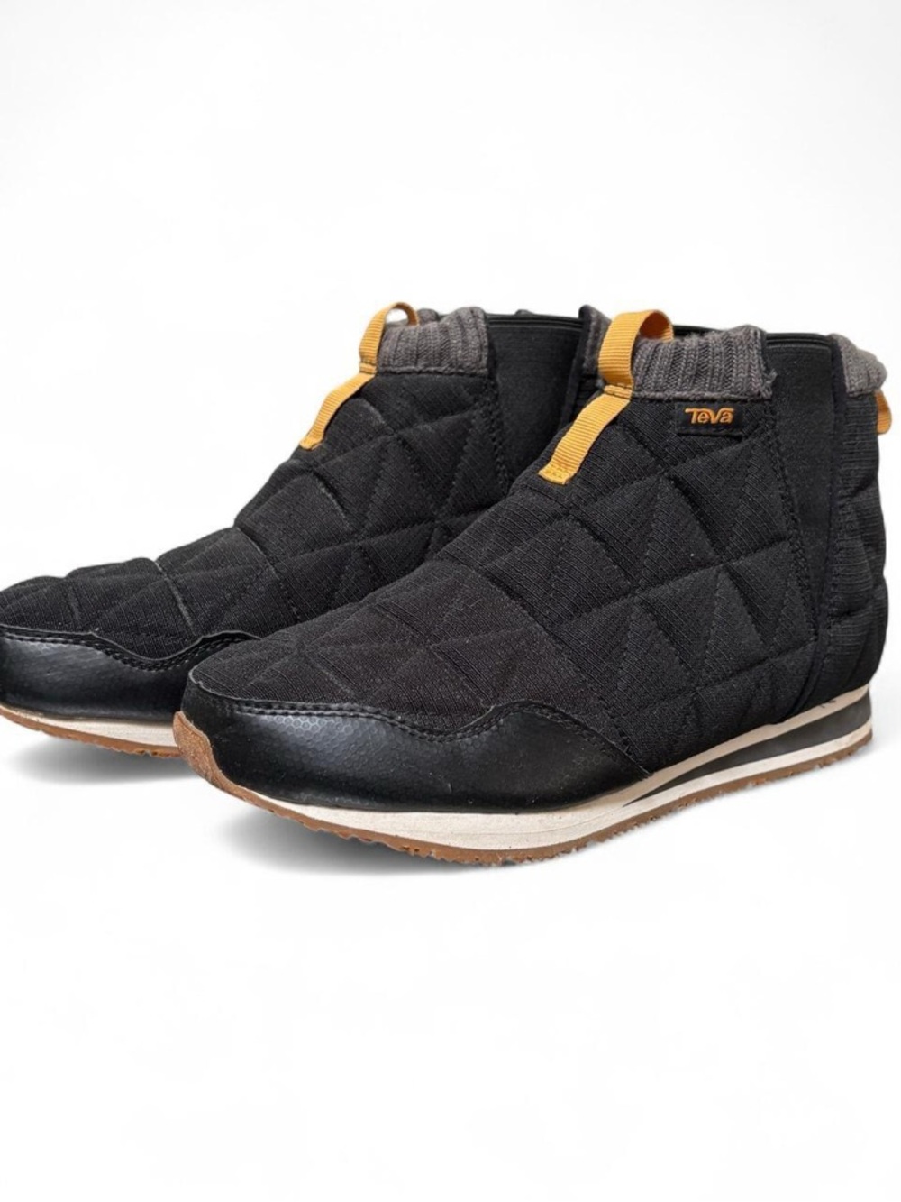 Teva Women’s Black Quilted Slip-On Ankle Shoes with Tan Accents